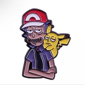 Rick and Morty Enamel Pin, Dressed as Pokémon Ash & Pikachu
